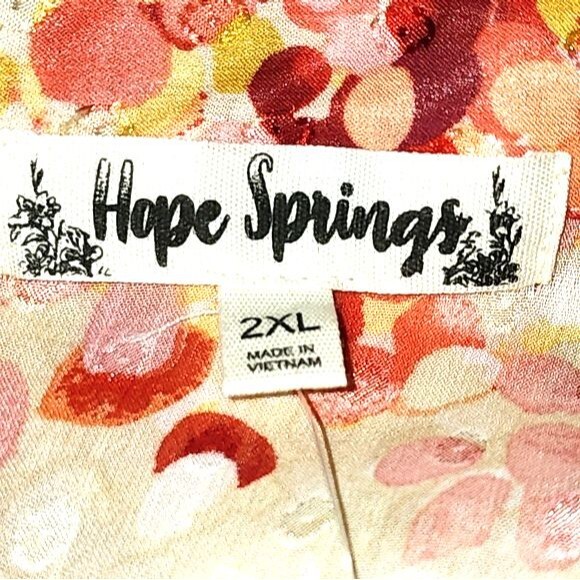 Hope Springs Orange Sunset Clip Dot Sheer Top & Cream Cami Blouse Plus Size 2XL - Picture 8 of 12